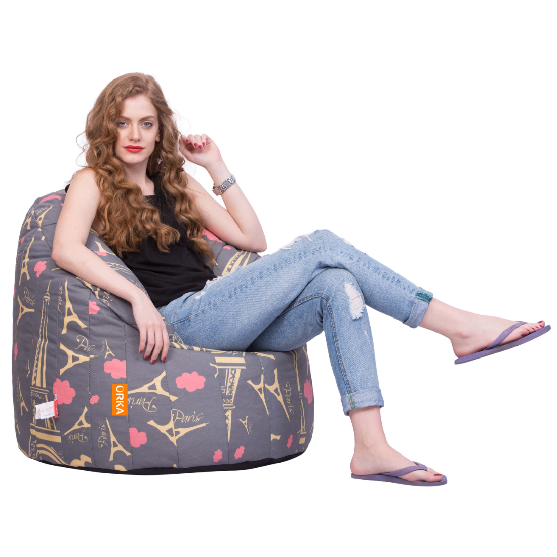 Can bean bags Digital Printed XXXL Big Boss Chair (Paris)
